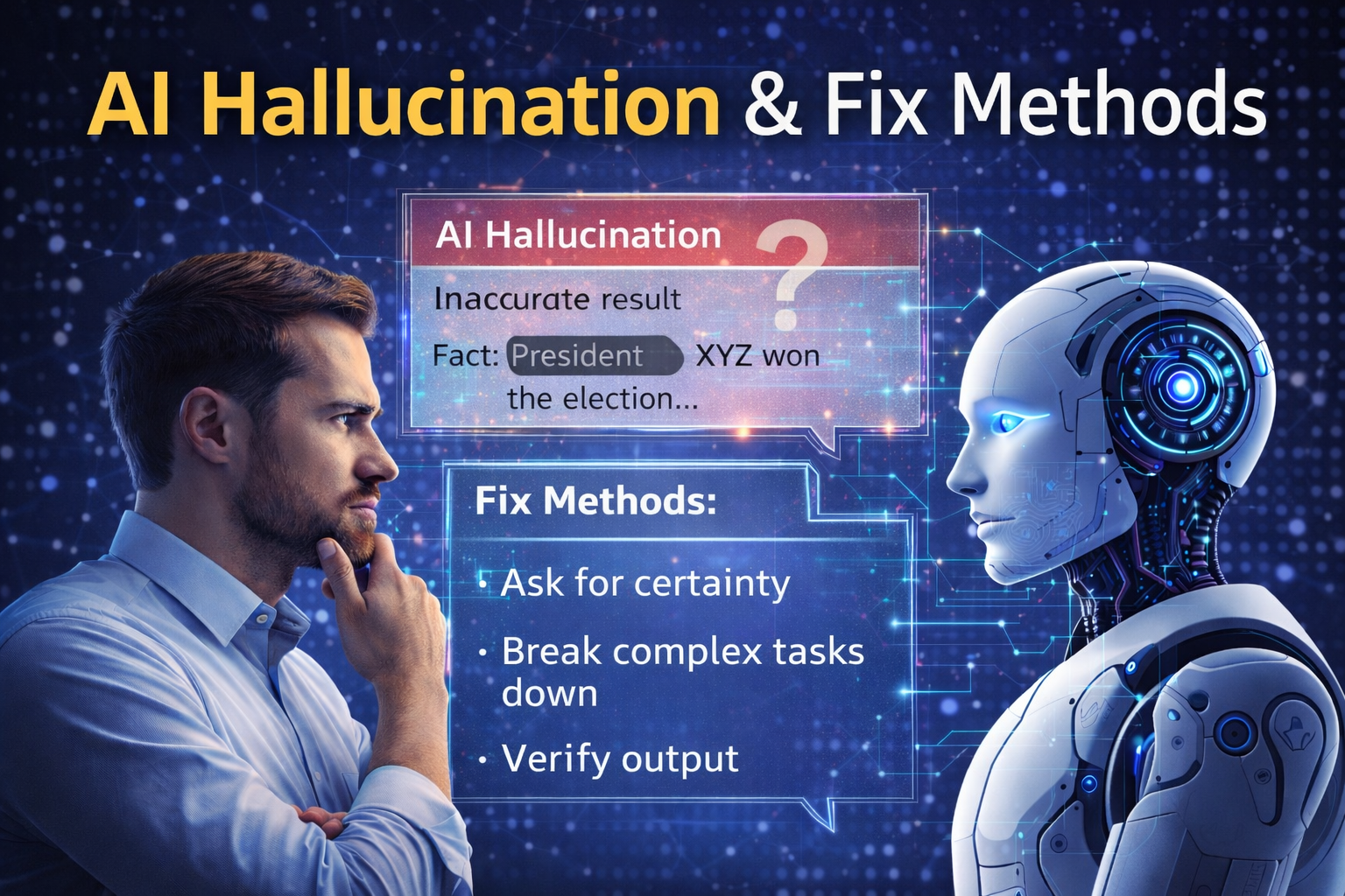 AI hallucination explained and fixed using structured prompts, verification steps, and clear context