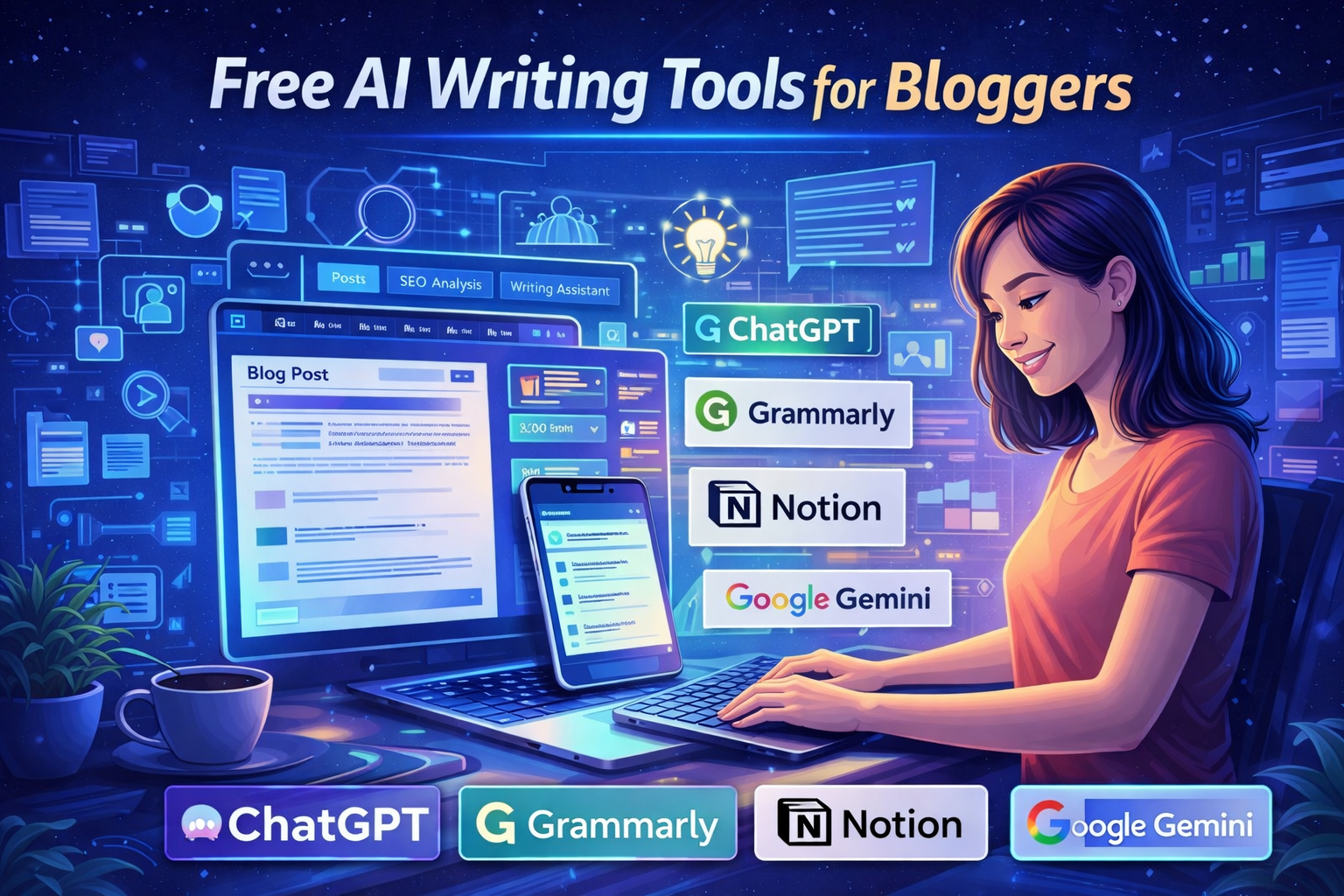 Free AI writing tools for bloggers to create blog content faster and easier