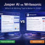 Jasper AI vs Writesonic comparison showing two AI writing tools side by side