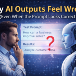 Why AI outputs feel wrong even when the prompt looks correct, showing human confusion and AI logic mismatch